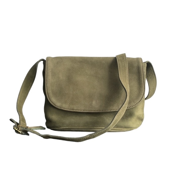 VTG Coach Nubuck 4935 Sage Green Pebbled Leather Flap Over Shoulder Bag - Picture 8 of 13